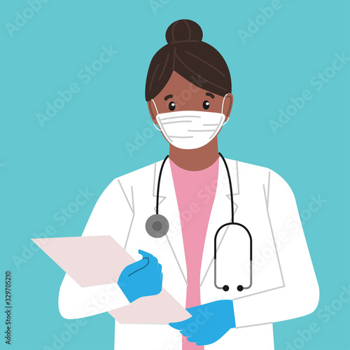 Doctor in Blue Protective Gloves. 