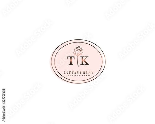 Letter TK handwrititing logo with a beautiful template