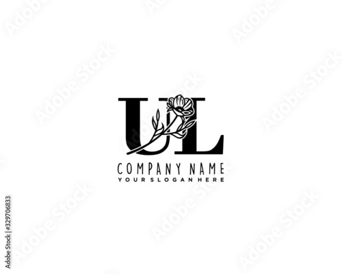 Letter UL handwrititing logo with a beautiful template photo