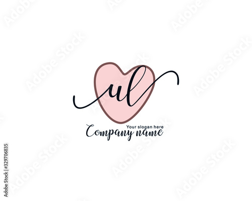 Letter UL handwrititing logo with a beautiful template photo