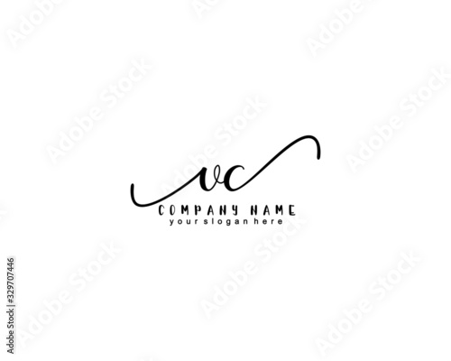 Letter VC handwrititing logo with a beautiful template