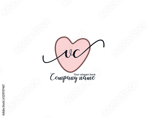 Letter VC handwrititing logo with a beautiful template
