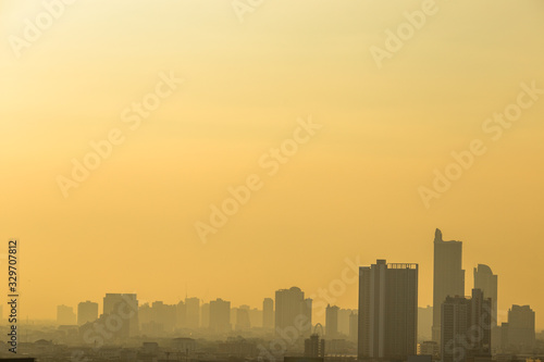 Blurred abstract background of condo terraces with panoramic views of the city  the distribution of residences in the capital