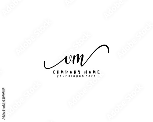 Letter VM handwrititing logo with a beautiful template