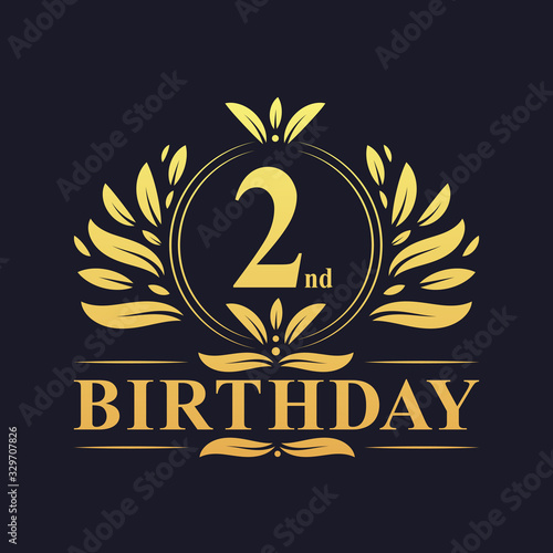 Luxury 2nd Birthday Logo, 2 years celebration.
