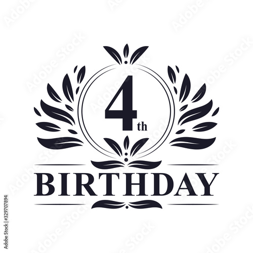 4 years Birthday logo, 4th Birthday celebration.