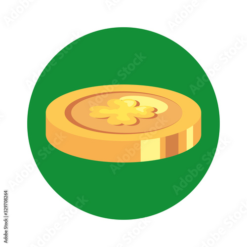 coin with clover isolated icon vector illustration design