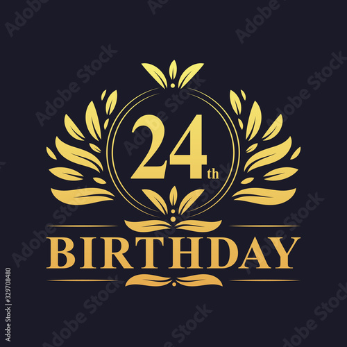 Luxury 24th Birthday Logo, 24 years celebration.