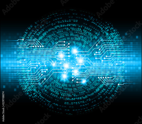 Blue cyber circuit future technology concept background