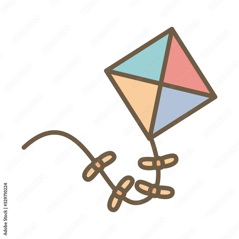 cute kite flying child toy block style icon cute kite flying child toy block style icon