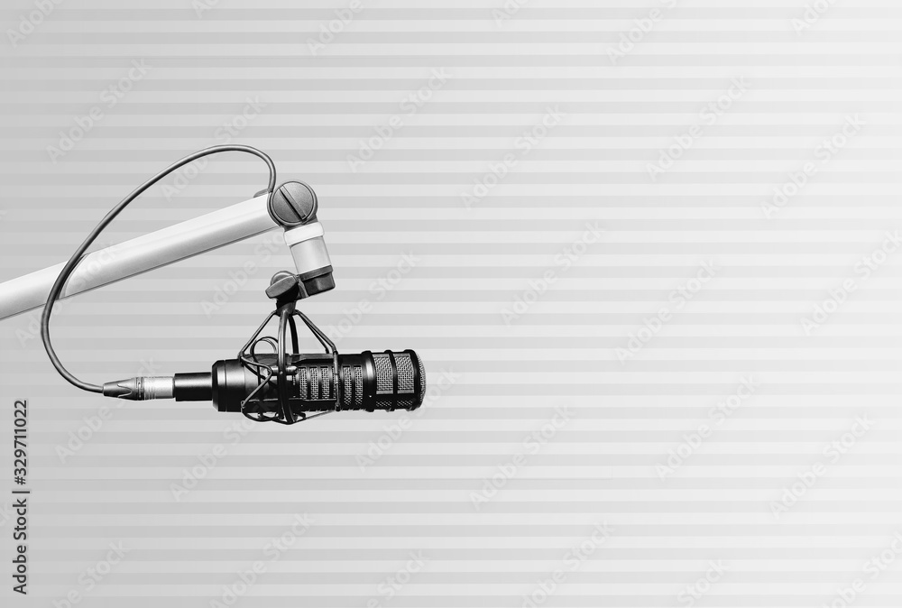 Professional microphone in Radio studio Professional microphone in Radio studio