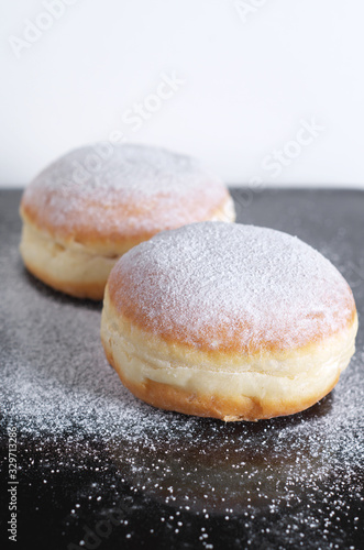 Doughnuts with icing sugar