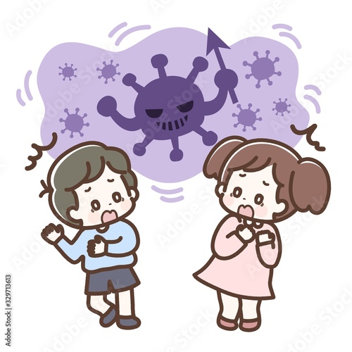 ウィルスに驚く子供