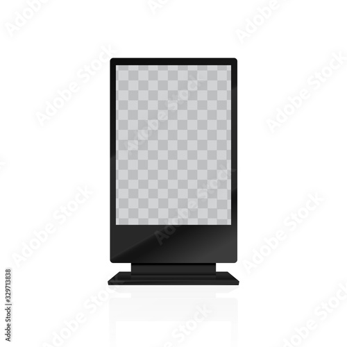 Blank Promo stand with transparent LCD screen. mock up. Vector.