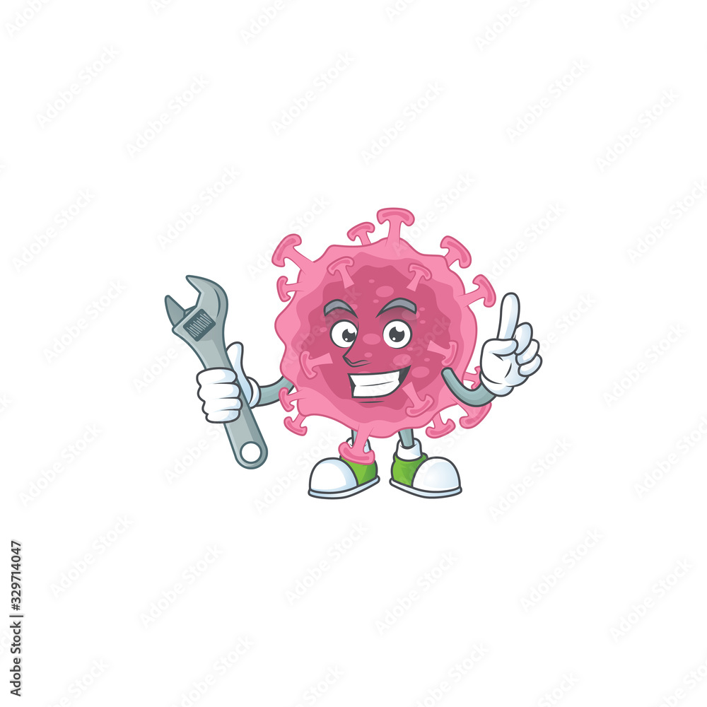 mascot design concept of corona virus parasite mechanic mascot design concept of corona virus parasite mechanic