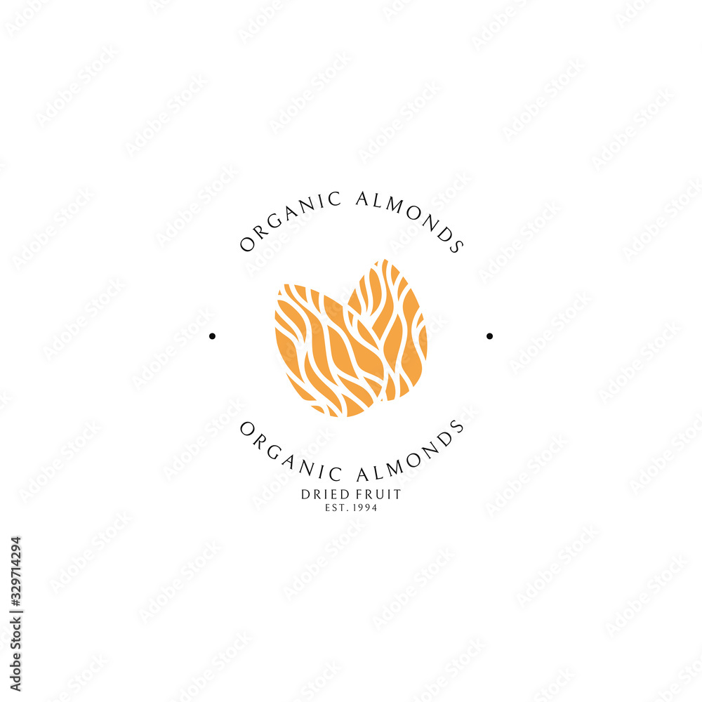 Organic almonds. Logo template