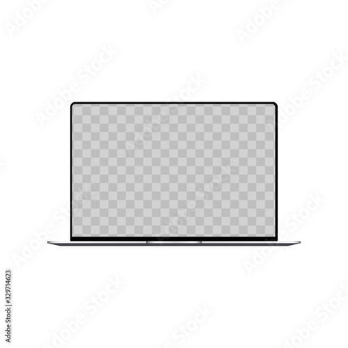 Laptop with transparent screen mock up. Vector.