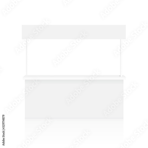Promo counter trade stand on the white background. Mock Up. vector