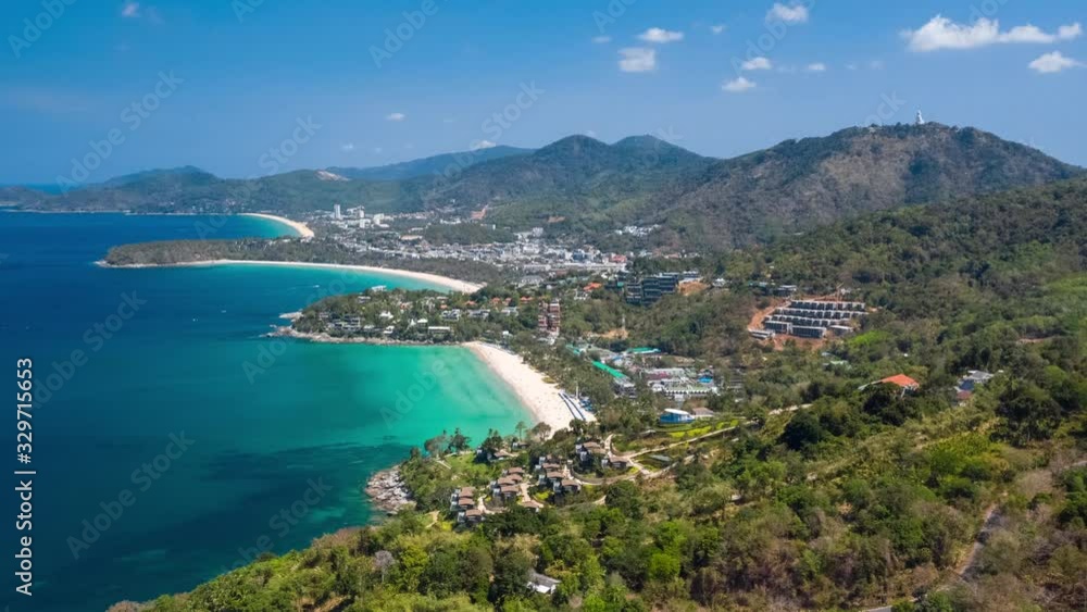 Aerial hyperlapse of the coastline of Phuket island in Thailand. Kata Noi, Kata and Karon beaches are in the frame Aerial hyperlapse of the coastline of Phuket island in Thailand. Kata Noi, Kata and Karon beaches are in the frame