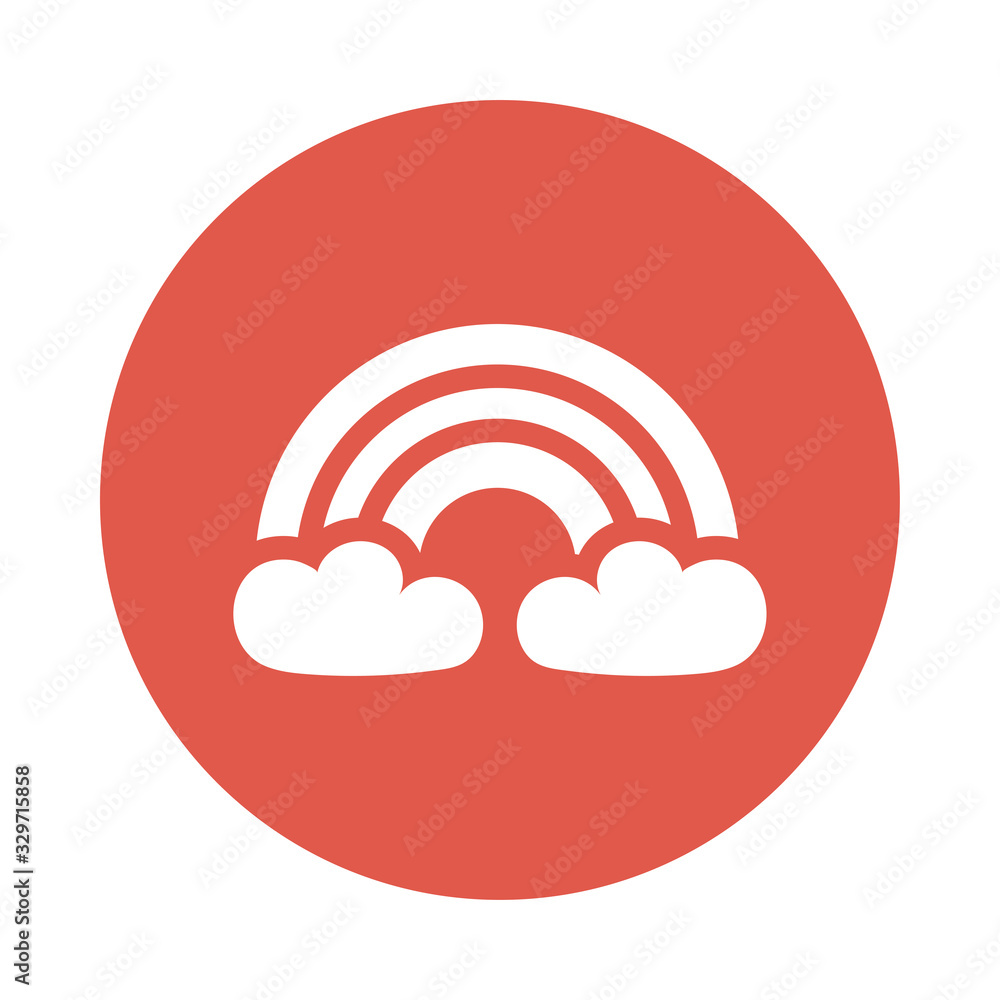 rainbow with clouds , block and flat style icon rainbow with clouds , block and flat style icon
