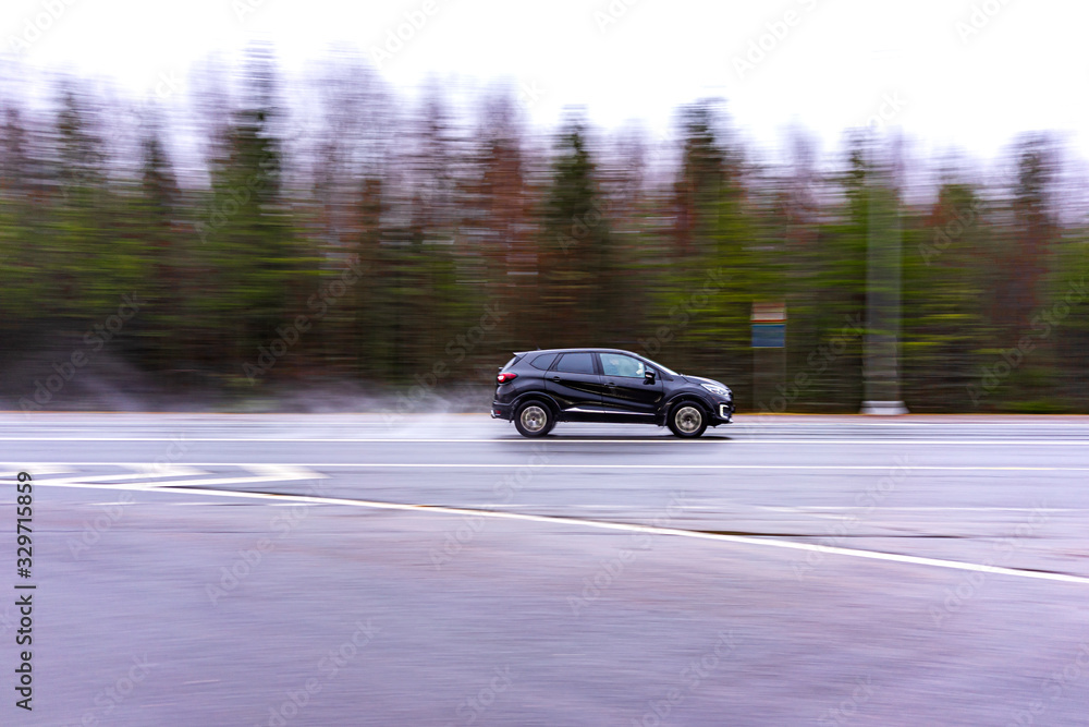 Naklejka premium Car on the high way
