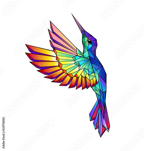 Flying rainbow hummingbird