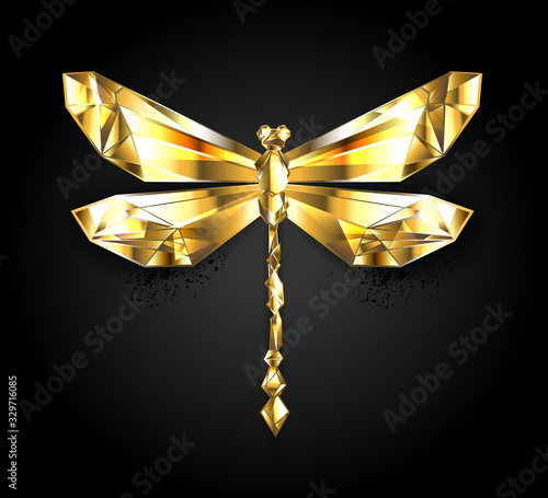 Gold polygonal dragonfly