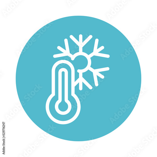 thermometer with snow, block and flat style icon
