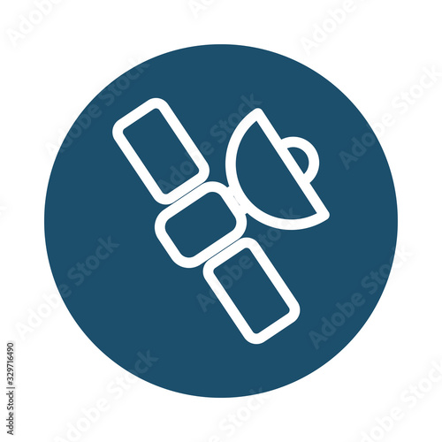 satellite in orbit, block and flat style icon