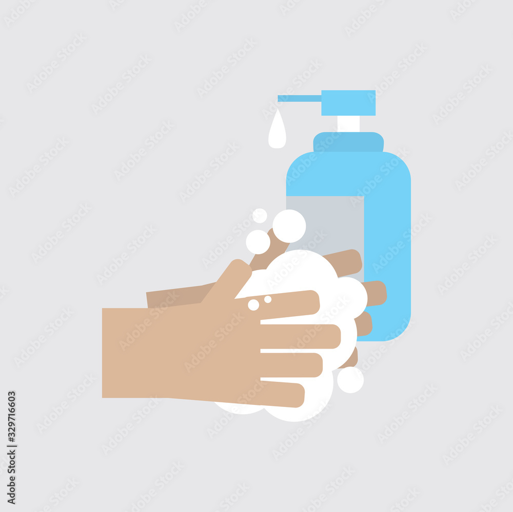 Washing Hand With Soap To Clean and Prevent Germs Vector Illustration Washing Hand With Soap To Clean and Prevent Germs Vector Illustration