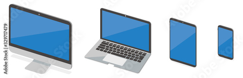 pc desktop laptop smartphone vector illustration