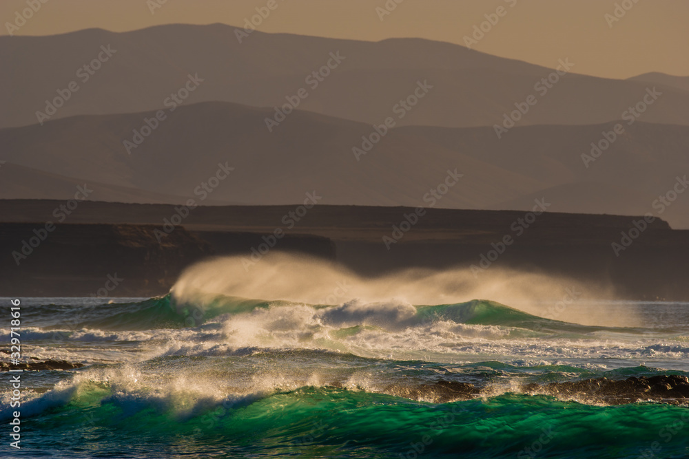 huge waves on the coast of Fuerteventura