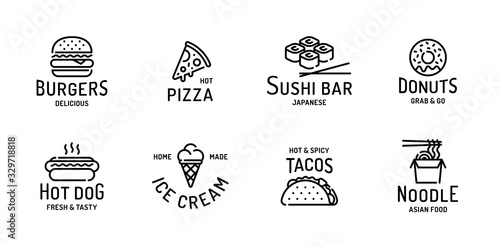Street Fast Food Logo Set