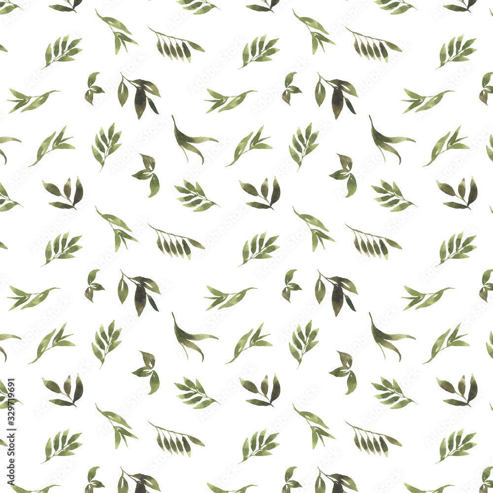 pattern with green leaves watercolor pattern with green leaves watercolor