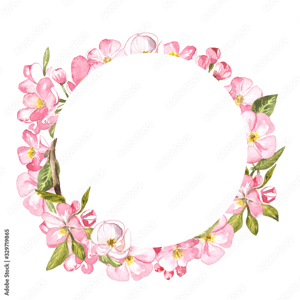 round frame watercolor apple blossom round frame watercolor apple blossom