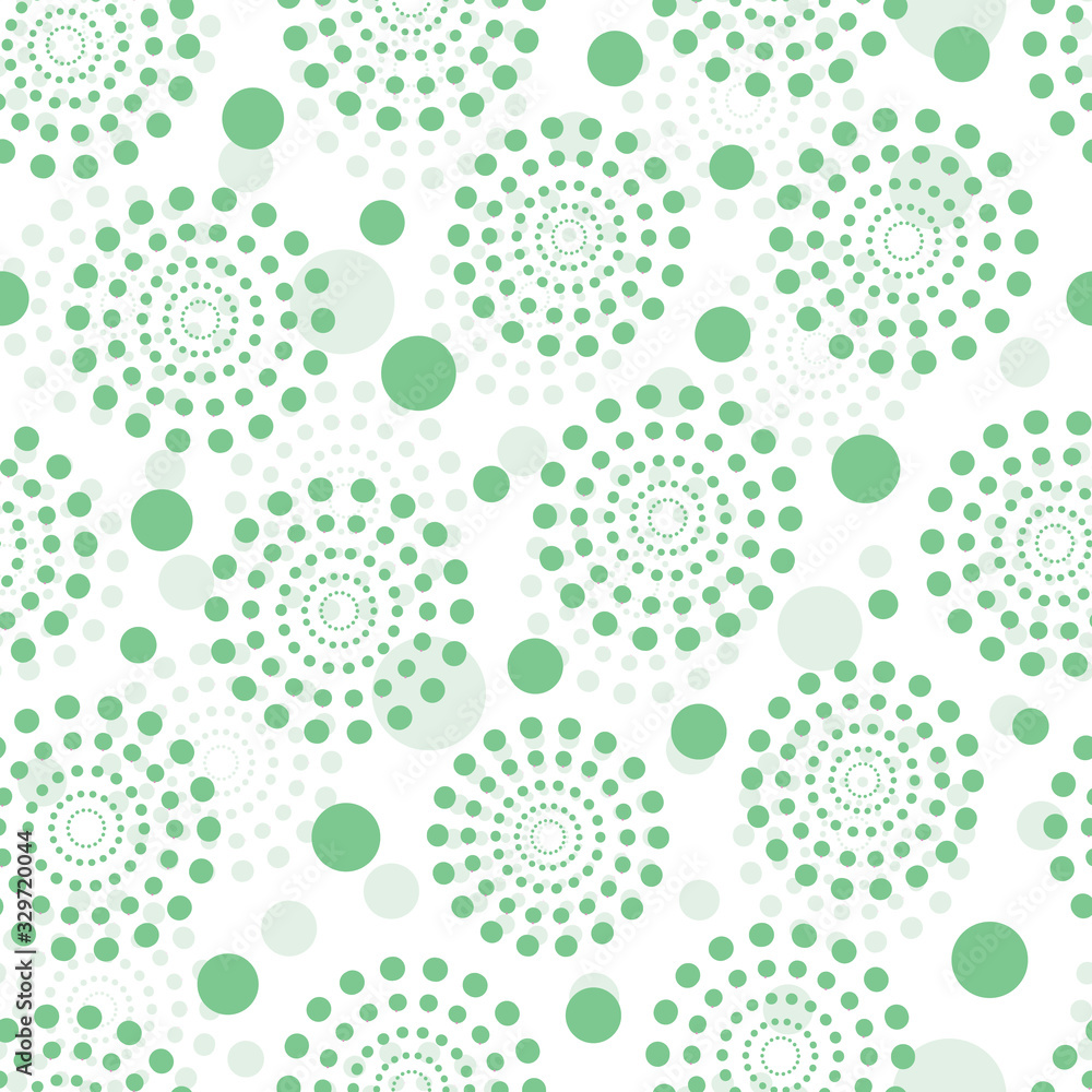 Abstract pastel green vector polka dots seamless pattern background