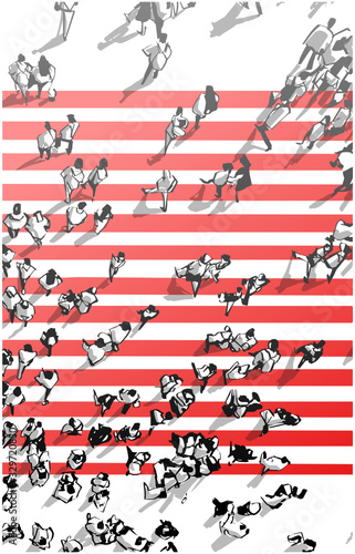 Illustration of city crowd crossing zebra