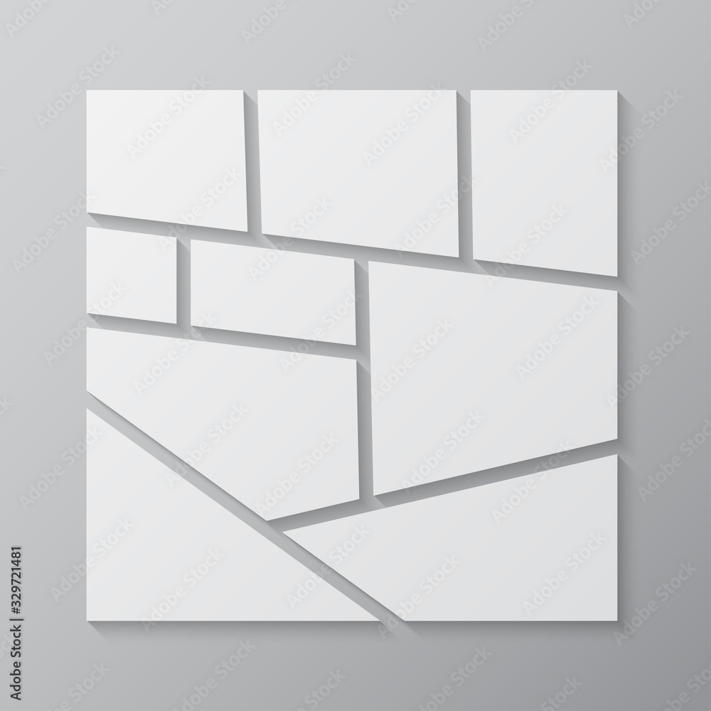 Vector empty collage board nine images, photo Vector empty collage board nine images, photo