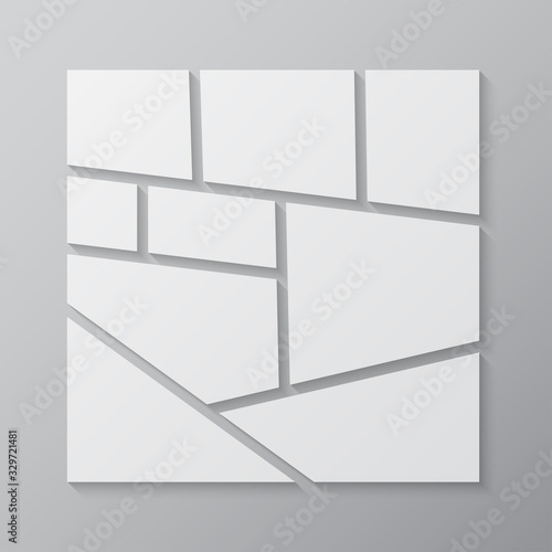 Vector empty collage board nine images, photo