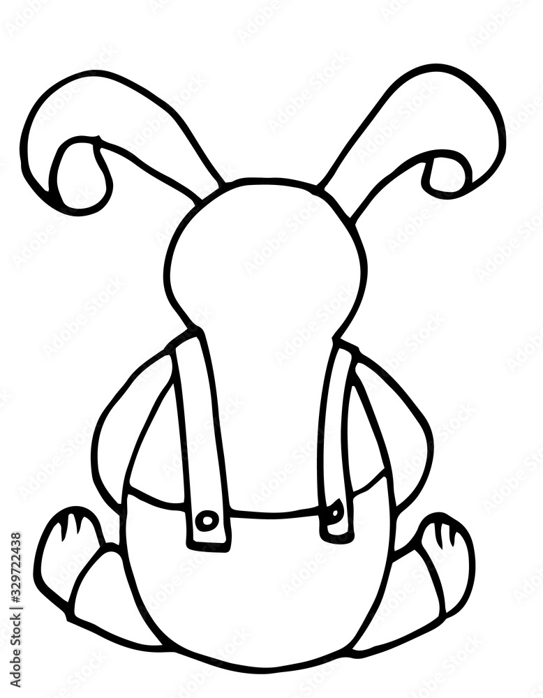 Bunny from back outline. Cute rabbit greeting card Bunny from back outline. Cute rabbit greeting card