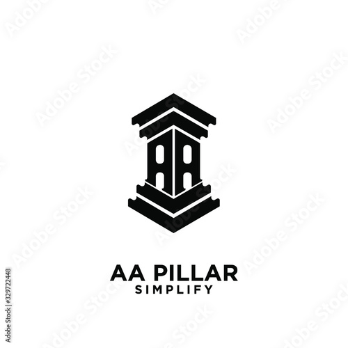 AA pillar letter initial law logo icon design vector