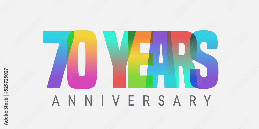 70 years anniversary vector icon, logo. Multicolor design element with modern style sign