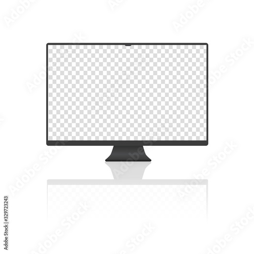 Realistic TV screen. Modern LCD wall panel, LED type. Vector mock up.