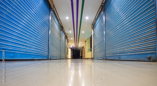 Alley Of A Mall Showing Closed Shops During Lockdown