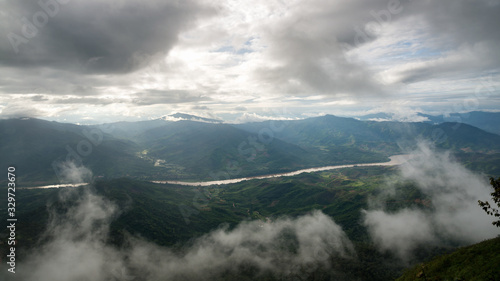 Beautiful view of Khong river from Pha Tang view point in Chiang Rai, Thailand. © Peerapat Lekkla