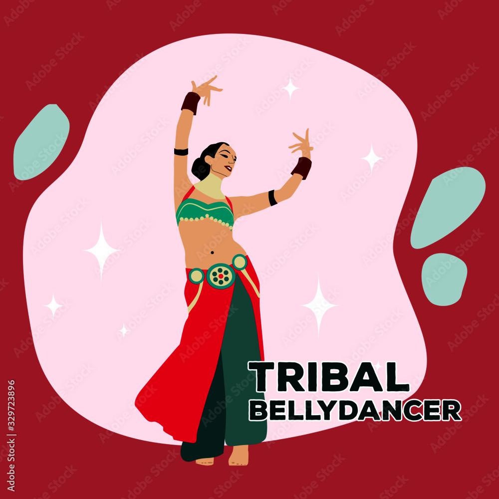Vector tribal fusion bellydancer illustration