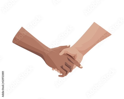 interracial handshake human isolated icon