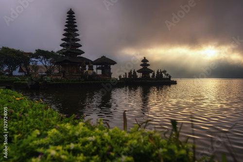 Beautiful view of Pura Ulun Danu Bratan in the morning with cloudy at Bali, Indonesia.