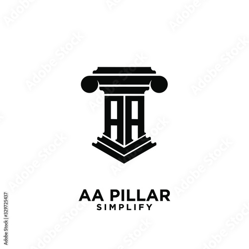 AA pillar letter initial law logo icon design vector