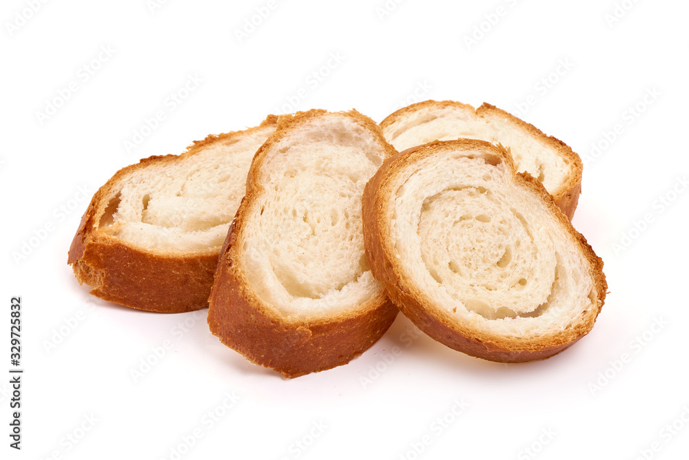 Breakfast bread slices, isolated on white background